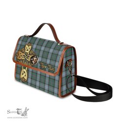 ScotsTee Shop Scottish Alexander of Menstry Hunting Clan Tartan Canvas Bag Golden Thistle and Celtic Cross Personalize Your Name Bag