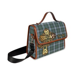 ScotsTee Shop Scottish Alexander of Menstry Hunting Clan Tartan Canvas Bag Golden Thistle and Celtic Cross Personalize Your Name Bag