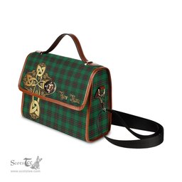 ScotsTee Shop Scottish Beveridge Clan Tartan Canvas Bag Golden Thistle and Celtic Cross Personalize Your Name Bag