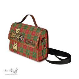 ScotsTee Shop Scottish Burnett Ancient Clan Tartan Canvas Bag Golden Thistle and Celtic Cross Personalize Your Name Bag