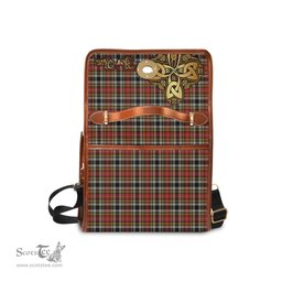ScotsTee Shop Scottish Buchanan Old Dress Clan Tartan Canvas Bag Golden Thistle and Celtic Cross Personalize Your Name Bag