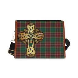 ScotsTee Shop Scottish Baxter Clan Tartan Canvas Bag Golden Thistle and Celtic Cross Personalize Your Name Bag