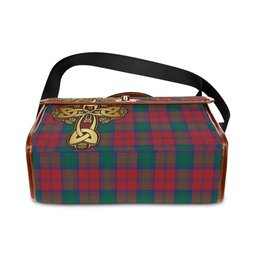 ScotsTee Shop Scottish Auchinleck Clan Tartan Canvas Bag Golden Thistle and Celtic Cross Personalize Your Name Bag