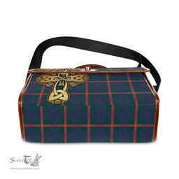 ScotsTee Shop Scottish Agnew Modern Clan Tartan Canvas Bag Golden Thistle and Celtic Cross Personalize Your Name Bag