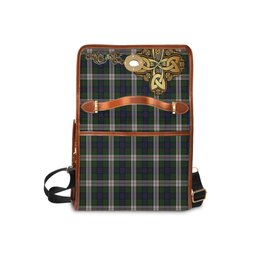 ScotsTee Shop Scottish Blair Dress Clan Tartan Canvas Bag Golden Thistle and Celtic Cross Personalize Your Name Bag