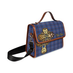 ScotsTee Shop Scottish Bryson Clan Tartan Canvas Bag Golden Thistle and Celtic Cross Personalize Your Name Bag