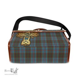ScotsTee Shop Scottish Anderson Clan Tartan Canvas Bag Golden Thistle and Celtic Cross Personalize Your Name Bag