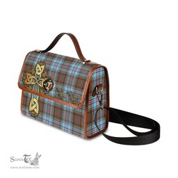ScotsTee Shop Scottish Anderson Ancient Clan Tartan Canvas Bag Golden Thistle and Celtic Cross Personalize Your Name Bag