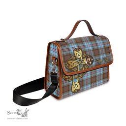 ScotsTee Shop Scottish Anderson Ancient Clan Tartan Canvas Bag Golden Thistle and Celtic Cross Personalize Your Name Bag