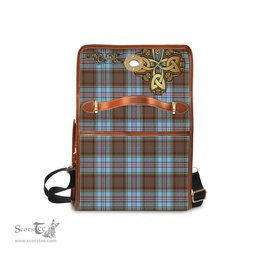 ScotsTee Shop Scottish Anderson Ancient Clan Tartan Canvas Bag Golden Thistle and Celtic Cross Personalize Your Name Bag