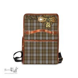 ScotsTee Shop Scottish Baillie Dress Clan Tartan Canvas Bag Golden Thistle and Celtic Cross Personalize Your Name Bag