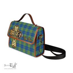 ScotsTee Shop Scottish Barclay Hunting Ancient Clan Tartan Canvas Bag Golden Thistle and Celtic Cross Personalize Your Name Bag