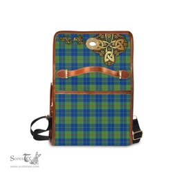 ScotsTee Shop Scottish Barclay Hunting Ancient Clan Tartan Canvas Bag Golden Thistle and Celtic Cross Personalize Your Name Bag