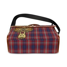 ScotsTee Shop Scottish Ainslie Clan Tartan Canvas Bag Golden Thistle and Celtic Cross Personalize Your Name Bag