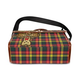 ScotsTee Shop Scottish Buchanan Modern Clan Tartan Canvas Bag Golden Thistle and Celtic Cross Personalize Your Name Bag
