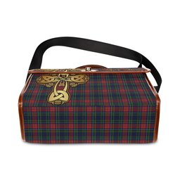 ScotsTee Shop Scottish Allison Red Clan Tartan Canvas Bag Golden Thistle and Celtic Cross Personalize Your Name Bag