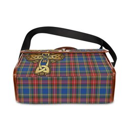 ScotsTee Shop Scottish Bethune Clan Tartan Canvas Bag Golden Thistle and Celtic Cross Personalize Your Name Bag