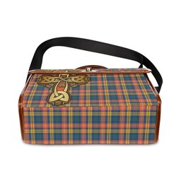 ScotsTee Shop Scottish Buchanan Ancient Clan Tartan Canvas Bag Golden Thistle and Celtic Cross Personalize Your Name Bag