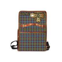 ScotsTee Shop Scottish Aikenhead Clan Tartan Canvas Bag Golden Thistle and Celtic Cross Personalize Your Name Bag