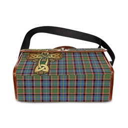 ScotsTee Shop Scottish Aikenhead Clan Tartan Canvas Bag Golden Thistle and Celtic Cross Personalize Your Name Bag