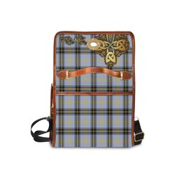 ScotsTee Shop Scottish Bell Clan Tartan Canvas Bag Golden Thistle and Celtic Cross Personalize Your Name Bag