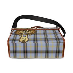 ScotsTee Shop Scottish Bell Clan Tartan Canvas Bag Golden Thistle and Celtic Cross Personalize Your Name Bag