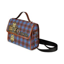 ScotsTee Shop Scottish Congilton Clan Tartan Canvas Bag Golden Thistle and Celtic Cross Personalize Your Name Bag