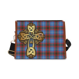 ScotsTee Shop Scottish Congilton Clan Tartan Canvas Bag Golden Thistle and Celtic Cross Personalize Your Name Bag