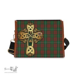 ScotsTee Shop Scottish Bruce Hunting Clan Tartan Canvas Bag Golden Thistle and Celtic Cross Personalize Your Name Bag