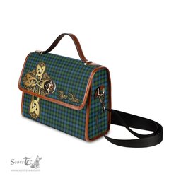 ScotsTee Shop Scottish Dyce Clan Tartan Canvas Bag Golden Thistle and Celtic Cross Personalize Your Name Bag