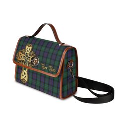 ScotsTee Shop Scottish Campbell of Cawdor Clan Tartan Canvas Bag Golden Thistle and Celtic Cross Personalize Your Name Bag