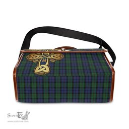 ScotsTee Shop Scottish Dundas Clan Tartan Canvas Bag Golden Thistle and Celtic Cross Personalize Your Name Bag