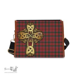 ScotsTee Shop Scottish Dalziel Clan Tartan Canvas Bag Golden Thistle and Celtic Cross Personalize Your Name Bag