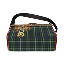 ScotsTee Shop Scottish Farquharson Dress Clan Tartan Canvas Bag Golden Thistle and Celtic Cross Personalize Your Name Bag