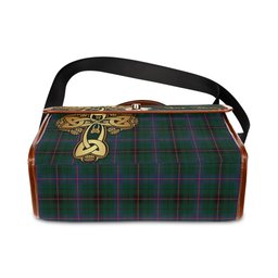 ScotsTee Shop Scottish Davidson Modern Clan Tartan Canvas Bag Golden Thistle and Celtic Cross Personalize Your Name Bag