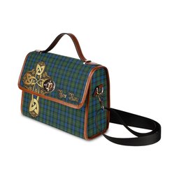 ScotsTee Shop Scottish Ferguson of Atholl Clan Tartan Canvas Bag Golden Thistle and Celtic Cross Personalize Your Name Bag