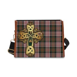 ScotsTee Shop Scottish Carnegie Dress Clan Tartan Canvas Bag Golden Thistle and Celtic Cross Personalize Your Name Bag