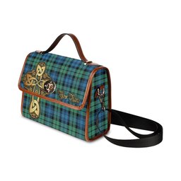 ScotsTee Shop Scottish Campbell Ancient 01 Clan Tartan Canvas Bag Golden Thistle and Celtic Cross Personalize Your Name Bag