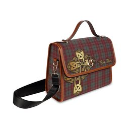 ScotsTee Shop Scottish Douglas Ancient Red Clan Tartan Canvas Bag Golden Thistle and Celtic Cross Personalize Your Name Bag