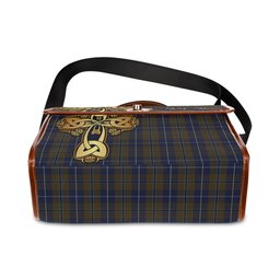 ScotsTee Shop Scottish Douglas Brown Clan Tartan Canvas Bag Golden Thistle and Celtic Cross Personalize Your Name Bag