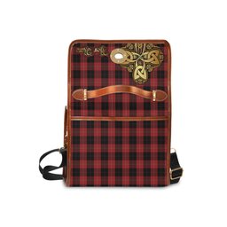 ScotsTee Shop Scottish Cunningham Clan Tartan Canvas Bag Golden Thistle and Celtic Cross Personalize Your Name Bag