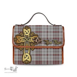 ScotsTee Shop Scottish Clayton Clan Tartan Canvas Bag Golden Thistle and Celtic Cross Personalize Your Name Bag
