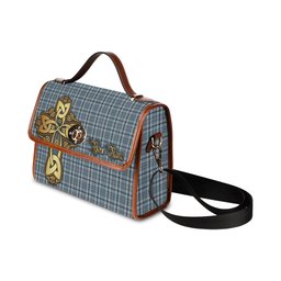 ScotsTee Shop Scottish Conquergood Clan Tartan Canvas Bag Golden Thistle and Celtic Cross Personalize Your Name Bag