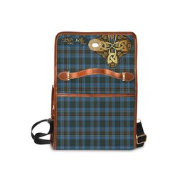ScotsTee Shop Scottish Cockburn Modern Clan Tartan Canvas Bag Golden Thistle and Celtic Cross Personalize Your Name Bag