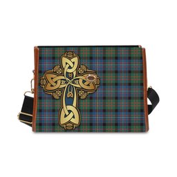 ScotsTee Shop Scottish Cameron of Erracht Ancient Clan Tartan Canvas Bag Golden Thistle and Celtic Cross Personalize Your Name Bag
