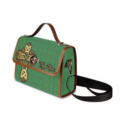 ScotsTee Shop Scottish Currie Clan Tartan Canvas Bag Golden Thistle and Celtic Cross Personalize Your Name Bag