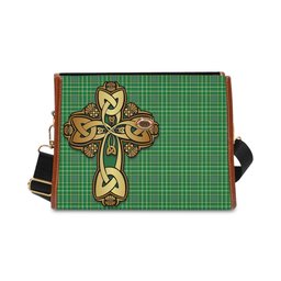 ScotsTee Shop Scottish Currie Clan Tartan Canvas Bag Golden Thistle and Celtic Cross Personalize Your Name Bag