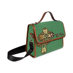 ScotsTee Shop Scottish Currie Clan Tartan Canvas Bag Golden Thistle and Celtic Cross Personalize Your Name Bag