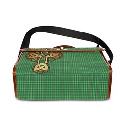 ScotsTee Shop Scottish Currie Clan Tartan Canvas Bag Golden Thistle and Celtic Cross Personalize Your Name Bag