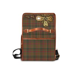 ScotsTee Shop Scottish Drummond of Strathallan Clan Tartan Canvas Bag Golden Thistle and Celtic Cross Personalize Your Name Bag